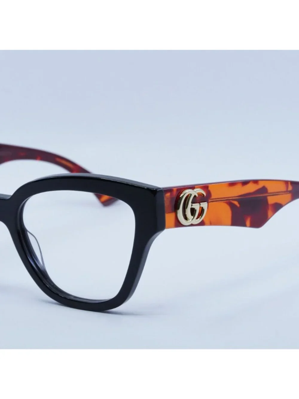 Gucci GG1424O 007 Eyeglasses Black / Havana 54mm Cat Eye Frame